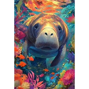 1000 Piece Puzzle for Adults Manatee and Coral Reef Jigsaw Puzzle for Relaxing Home Decor and Gift Beautiful Underwater Sea Life Scene for Puzzle Lovers