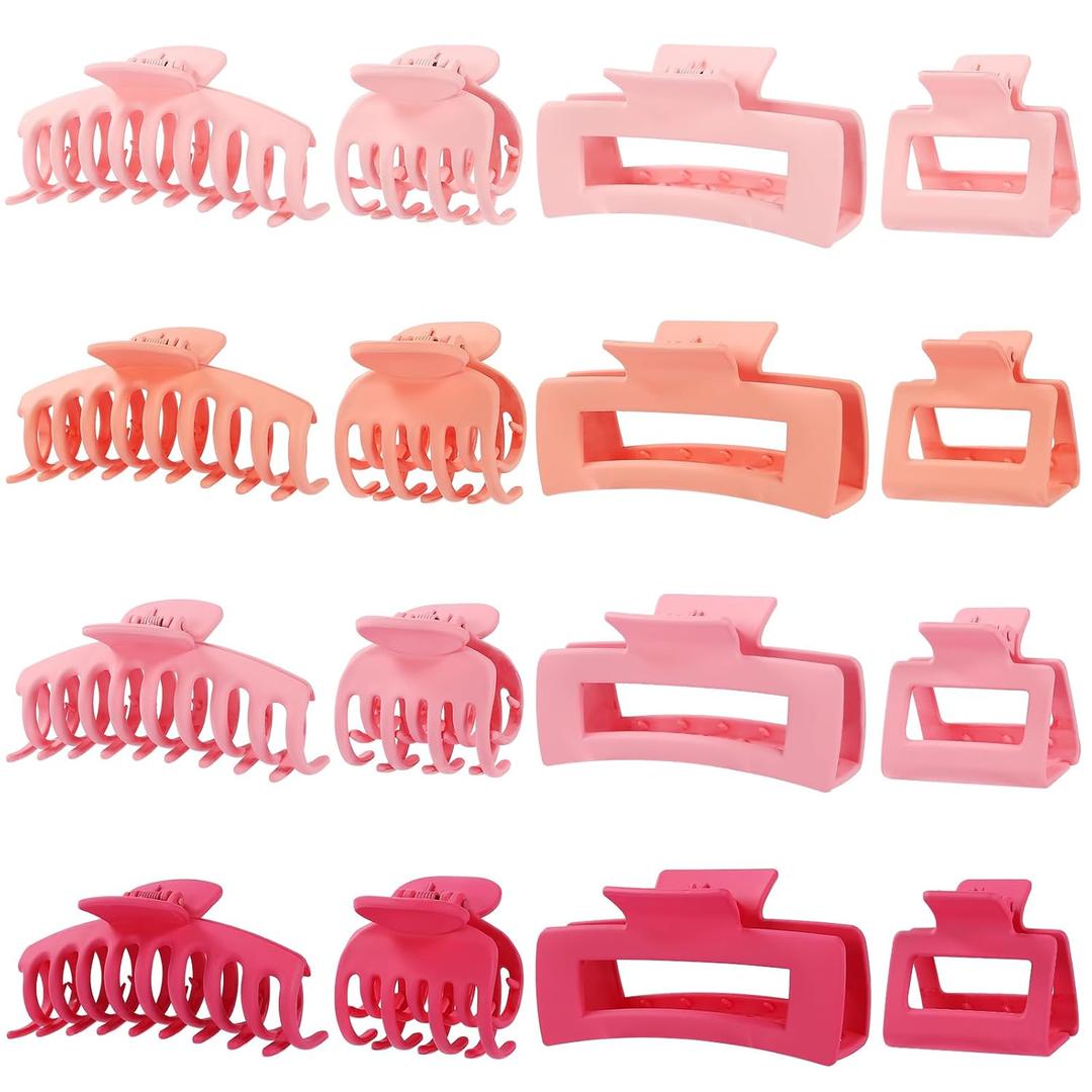 2 x Hair Claws 16 Pcs Hair Clips for Women Thin Thick Curly Hair Large and Small Matte Banana Clips Strong Hold Nonslip