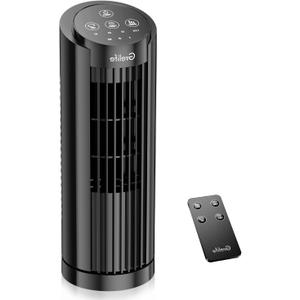 Grelife Tower Fan, Quiet Fans with Remote, for Bedroom, Living Room, Office, Tower Fan with Remote, 3 Speed Settings and Auto-off Timer, Compact Desktop Fan