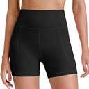 G4Free Biker Shorts for Women Tummy Control High Waisted Yoga Workout Running Gym Shorts with Pockets(Black,6",L)