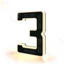 ISUNMEA 6.7 Inch Solar Lighted House Numbers for Outside, Light Up Waterproof LED Address Signs for Houses, Backlit Illuminated Exterior Modern House Numbers Light (3-Black, 6.7IN)