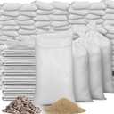 Windyun 300 Pcs White Empty Sandbags with Ties 18 x 30 Inch White Woven Polypropylene Sand Bags Bulk, Heavy Duty Sand Bags Flood Water Barrier for Hurricane Flooding, Construction