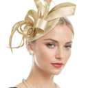 Zando Fascinators Hats for Women Tea Party Hat Ribbons Feathers Ken-Tucky Derby Hats for Women 2025 (One Size, Ribbon Gold)