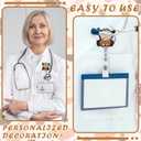 Whaline 6Pcs Highland Cow Badge Reel Retractable with Clips Cute Cow ID Card Name Badge Holder for Nurse Doctor Teacher Student Office School Supplies