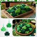 Gerrii 24 Pack St Patrick's Day Shamrock Ornaments for Tree 2.56 Inch Velvet Clover Decorations Lucky Green Irish Trefoil Hanging Bauble for Saint Patricks Day Table Shelf Decor