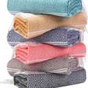 6 Packs Oversized Cotton Turkish Beach Towels Set Bulk 74"x38" Extra Large Sand Free Quick Dry Clearance Swim Bath Camping Pool Towel Travel Blanket Adult Essentials Cruise Accessories Vacation Gift (Coral Black Brown Mustard Navy Nile)