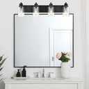 4-Light Bathroom Vanity Light, 28" Black Bathroom Lighting Fixture with Clear Glass Shades, Modern Wall Lamp for Bathroom Mirror, Bedroom, Hallway, Living Room, Cabinet