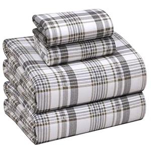 RUVANTI Flannel Sheets Full Size - 100% Cotton Double Brushed Bed Sheets Set, Deep Pockets 16 Inches, All Seasons Breathable & Extra Soft Full Sheets, Warm & Cozy, 4 Piece, Alpine Serenity