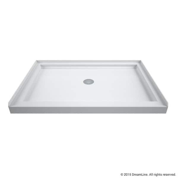 SlimLine 48 in.x 32 in. Single Threshold Alcove Shower Pan Base in White with Center Drain