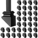 Funrous 48 Pack Iron Baluster Shoes Stair Flat Shoe with Screw for 1/2 Inch, Square Iron Balusters Wrought Spindles for Staircase Slant Shoes with Screw, Satin Black