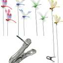 2 x 8PCs Fake Dragonfly Clips Outdoor Simulation Dragonfly Clip Natural Organic Concept Insert Pole Clip Gardening Decoration Insert Plaque Patio Garden Decoration