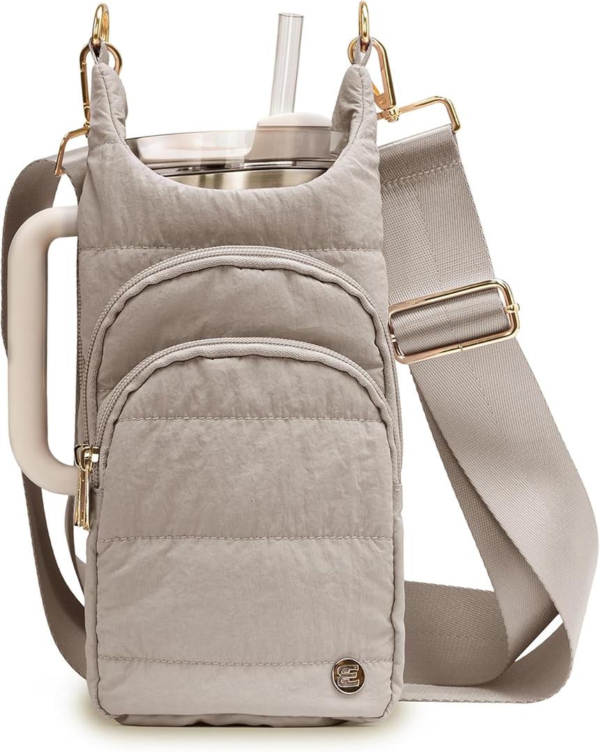 Water Bottle Holder with Strap for 30/32 oz, Crossbody Water Bottle Carrier Bag with RFID Blocking Phone Pocket