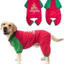 EXPAWLORER Christmas Dog Pajamas for Medium Large Dogs,Soft Dog Christmas Outfit Clothes,Xmas Pet Sweater Puppy Winter Jumpsuit Holiday Costume PJS with Cute Pattern