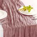 Hahuho Dusty Pink Cheesecloth Table Runner 10ft, Gauze Boho Rustic Table Runners for Wedding Birthday Party Baby Shower Decorations6 Pack , 35x120 Inches