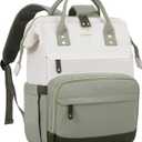 LOVEVOOK Laptop Backpack for Women, 17 Inch Work Business Backpacks Purse With Large Capacity, Waterproof Nurse Bag College Bookbag for School, Waterproof Casual Daypack for Travel (Beige-light Green)