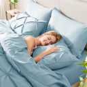 HIMEET Pintuck Bed in a Bag, 7 Pieces Full Size Comforter Set Light Blue, Pinch Pleat Bed in a Bag, Soft All Season Bedding Sets with Comforter, Flat Sheet, Fitted Sheet and Pillowcases & Shams