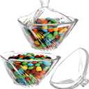SOUJOY 1 Pack Glass Candy Dish with Lid, Clear Covered Candy Bowl, Retro European Candies Jar for Home Kitchen Office Table Halloween
