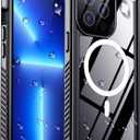 Temdan Compatible with iPhone 13 Pro Max Case Waterproof, Built-in Screen & Camera Protector IP68 Underwater Full Body 13FT Military Dropproof Shockproof Phone Case 6.7"-Black/Clear-Mag