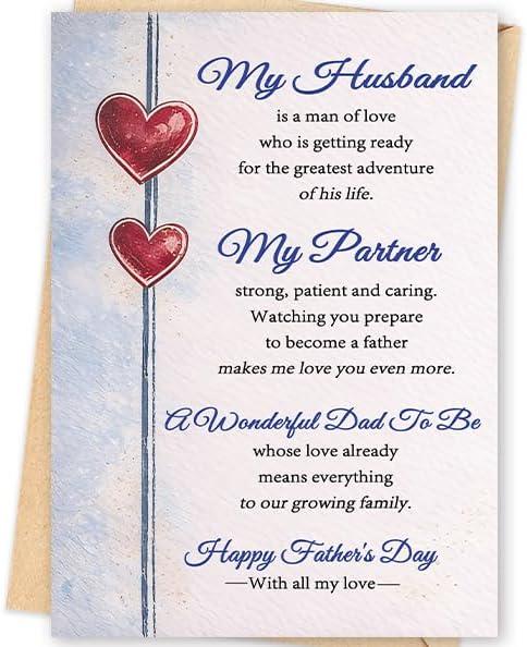 4 x Missonemi Fathers Day Card for Husband, Dad to Be Gift from Wife, Father to Be Greeting Card, Happy Father's Day Card for Expecting Dad, Sweet Card for Our Growing Family