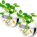 Ziliny 2 Pcs Hanging Wall 1 Gallon Fish Bowls Acrylic Clear Wall Fish Tank for Beta Aquariums Mounted Plant Bubbl Ecosphere Decor