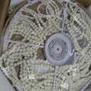 20-inch White Boho Chandelier Large Wood Beaded Flush Mount Ceiling Light with Hand-Woven Shade for Bedroom, Bedroom, Living Room, Nursery Room 5-Lights