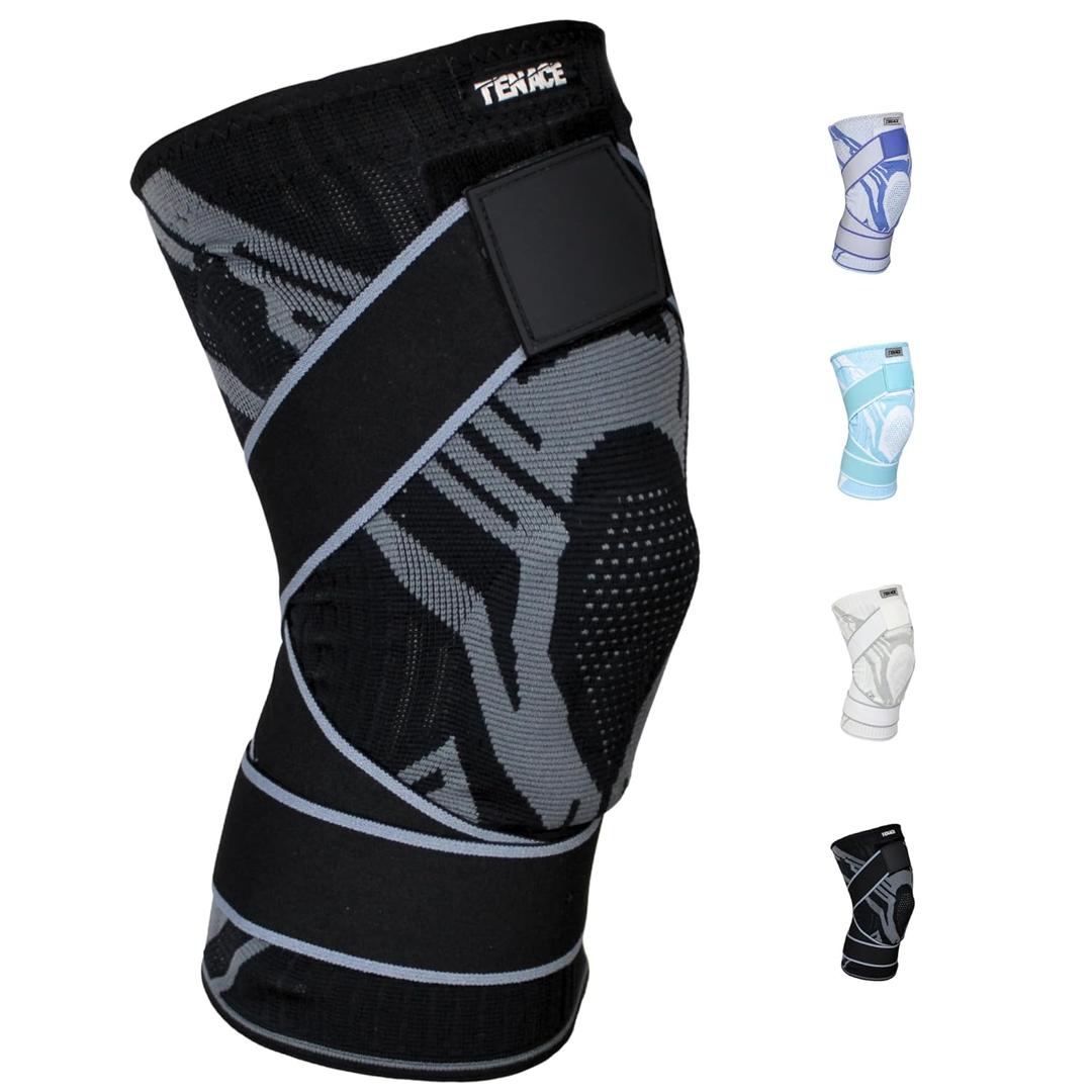 Tenace BJJ Knee Brace Grappling - Compression Knee Pad for Jiu Jitsu, MMA, Muay Thai, Wrestling, Judo - High Durability and Performance Unisex (Black, Medium)