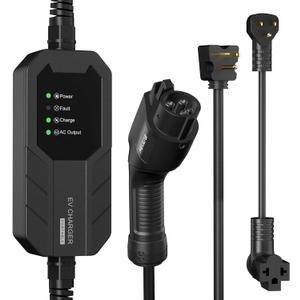 MEGEAR Skysword  Level 1-2 EV Charger, 100-240V 16A 23FT Portable EVSE, NEMA 6-20 Plug with NEMA 5-15 Adapter Electric Vehicle Charging Station (Black)