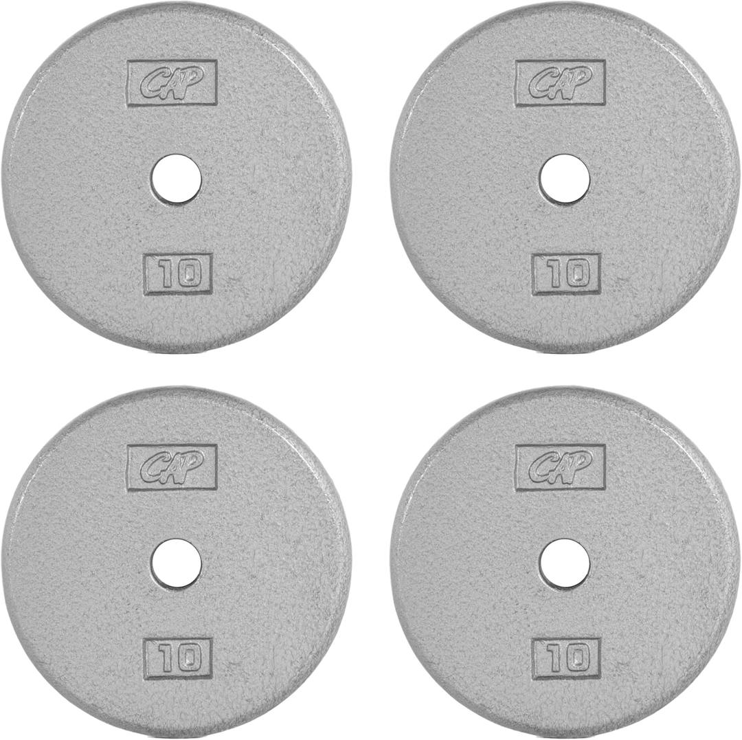 CAP Barbell Standard 1-Inch Cast Iron Weight Plates - Singles & Sets | 1.25-50 lbs | Multiple Options (Gray)