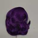 NAYOO Purple Wig With Bangs - 14 Inch Dark Bob for Women, Shoulder Length Short Curly, Middle Part, Cosplay Girls Costume