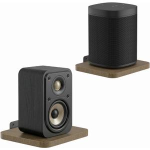 Aiweiwa Small Speaker Shelf Wall Mount Pair, 5.3" x 6.7" Adjustable Rear Speaker Wall Mount Shelves for Small Surround Sound Speakers, Wooden Floating Speaker Wall Shelves, Up to 7 lbs Per Shelf