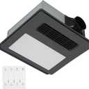 Bathroom Exhaust Fan (with Lighting and Heating) 4-in-1 Ventilation System | 1800W Heating, 190 CFM Airflow, Ultra-Quiet 30 dB | Easy Install, Cutout Size: 11.2 x 11.2 in, Large