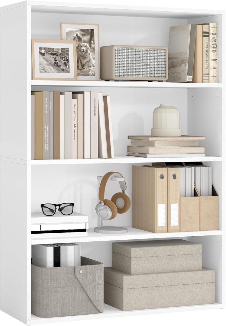 VASAGLE Custos Collection - Bookshelf, 4-Tier Bookcase, Book Shelf, Open Storage Shelf, 9.4 x 31.5 x 42.5 Inches, for Living Room, Home Office, Dining Room, Cloud White ULBC174W01