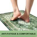 Collive Anti Fatigue Mats for Kitchen Floor, Comfort Non Slip Kitchen Floor Mats Cushioned Standing Desk Mat for Office, Laundry, Sink, 17x47 Green Waterproof Kitchen Rugs