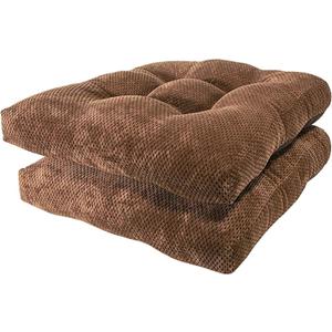 Arlee Chair Cushions for Dining Chairs, Set of 2 - Memory Foam Chair Pads, Non-Skid Backing - Durable Thick Seat Cushions for Kitchen, Office, Patio, 16" L x 16" W - Chocolate Brown
