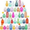 Glass Bud Vases in Bulk Small Mini Colorful Colored Vase for Flowers 40pc
