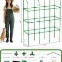 65" Cucumber Planter with Trellis for Climbing Plants Outdoor, Metal Garden Trellis for Raised Bed, Plant Support Structures with Netting for Cucumbers Tomatoes Beans Peas (50 * 17 * 65inch(L*W*H)