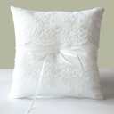 Wedding Ring Pillow, Lace Pearl Ivory Ring Bearer Cushion for Wedding Party