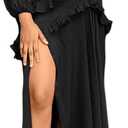 HWP Womens Ruffles Backless Dress Sexy Halter Deep V Neck Maxi Dresses Sleeveless Long Formal Cocktail Dress with Slit (XX-Large, Black1)