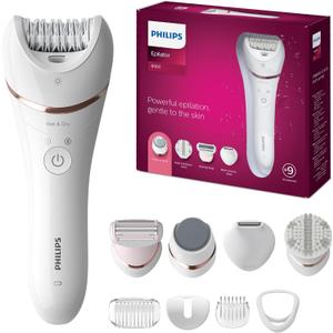 Philips Epilator Series 8000 5 in 1 Shaver for Women, Trimmer, Pedicure and Body Exfoliator with 9 Accessories, BRE740/14