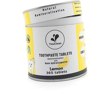 Refill Pack - 365 Toothpaste Tablets - Natural Remineralization & Whitening with Nano Hydroxyapatite - Travel or Daily Use - Fluoride Free (Lemon365)