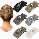 French Flat Hair Clips for Women 6pcs Hair Claw Clips for Thick or Thin Hair Matte Claw Clips for Girls Barrettes Non-Slip Strong Hold Hair Accessories for Women (Brown Grey)