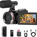 4K 60FPS Video Camera Camcorder with HDMI Cable, 48MP Vlogging Camera for YouTube, Dual Lens Camera Recorder, 21X Zoom Rotatable Screen Video Recorder with Mic, 2 Batteries &64GB Card (Small)