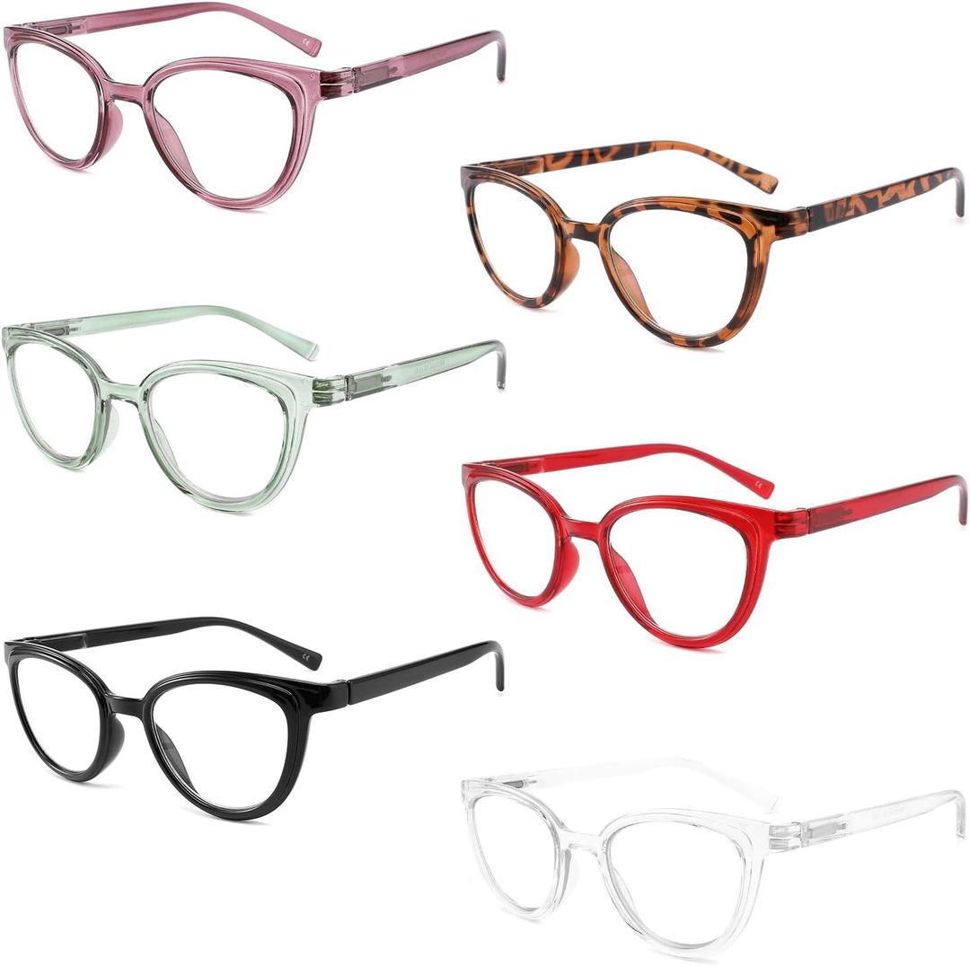 IVNUOYI 6 Pack Reading Glasses Blue Light Blocking Stylish Ladies Readers with Spring Hinges,Anti Glare UV Eyestrain,Computer Eyeglasses for Women 1.0