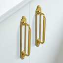 Brushed Gold Zinc Alloy Cabinet Handle with Backplate - 5''(128mm) Hole Center Cabinet Pull Hardware for Bedroom, Kitchen, 2 Pack（G025）