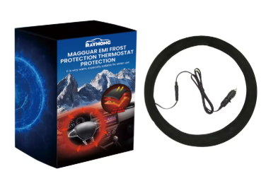 Heated Steering Wheel Cover, Auto Hand Car Steering Wheel Cover Heater for Winter, 12V Heated Auto Steering Wheel Protector Cover, Outer Diameter for Standard-Size Car Steering Wheels (2pcs)