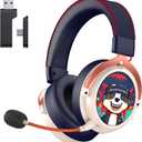 Gtheos 2.4GHz Wireless Gaming Headset for PS5, PS4, PC, Switch, 7.1 Surround Sound, Bluetooth 5.4 Gaming Headphones for Phone, Pad, Laptop, 6mm Noise Canceling Mic, Bio-Dynamic Stereo Sound - White