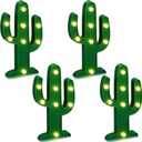 Jutom 4 Pieces LED Cactus Light up Mexican Party Decorations Cactus Fiesta Table Decor Cinco De Mayo Supplies Cute Night Lamp for Table Bedroom Party Supplies(10 x 5.71 Inch)