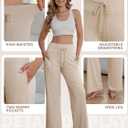 3 Pack Womens Wide Leg Pants with Pockets Comfy Casual Yoga Lounge Pant Sweatpants Loose Pajama Pants (XX-Large, Pure Black, Grey, Khaki)