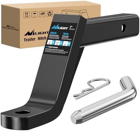 Nilight Trailer Hitch Ball Mount with 5/8" Hitch Pin Clip Fits 2 Inch Receiver Square 7500 lbs 6" Drop 4-3/4” Rise 1” Hole Gloss Black Powder Coast