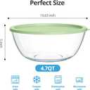 Extra Large Glass Mixing Bowls Clear Glass Salad Cooking Bowls for Kitchen Salad Bread Storage (4.7Qt)